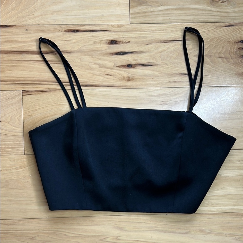 Zara Black Fitted Cropped Top | Size Medium